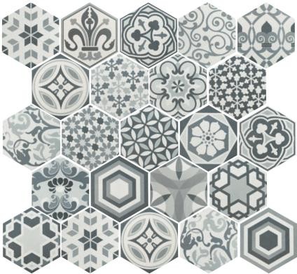 Płytka podłogowa Equipe Hexatile Harmony B&W 17,5 x 20 cm