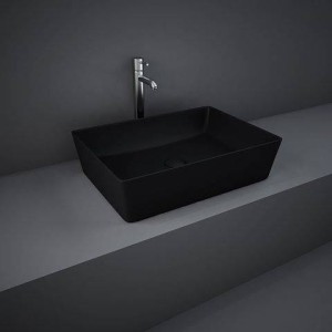 Rak Ceramics FEELING UMYWALKA SLIM NABLATOWA PROSTOKĄTNA 50X36 CM CZARNY MAT (504)