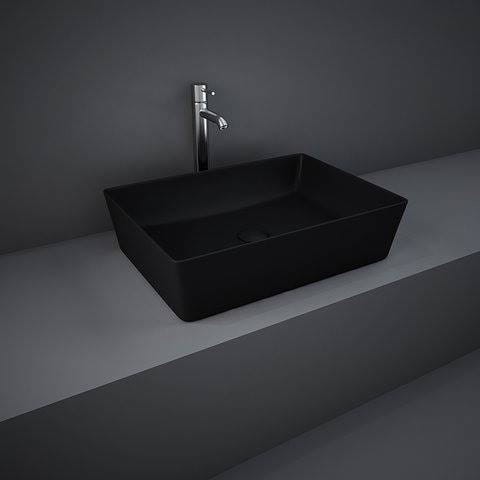 Rak Ceramics FEELING UMYWALKA SLIM NABLATOWA PROSTOKĄTNA 50X36 CM CZARNY MAT (504)