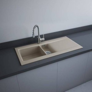 Rak Ceramics ZESTAW DREAM1 ZLEWOZMYWAK CERAMICZNY 1,5 KOMORY CAPPUCCINO MAT 101 X 51 CM + SYFON