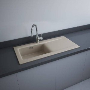Rak Ceramics ZESTAW DREAM2 ZLEWOZMYWAK CERAMICZNY 1 KOMORA CAPPUCCINO MAT 101 X 51 CM + SYFON