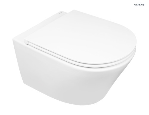 Zestaw Oltens Jog miska WC wisząca PureRim z powłoką SmartClean z deską wolnoopadającą Slim 42505000