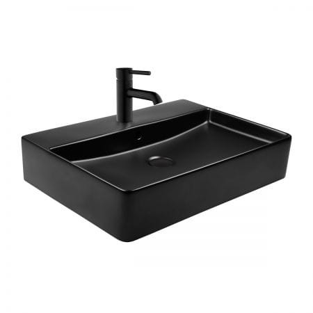 Oltens Duve umywalka 60x42 cm nablatowa prostokątna z powłoką SmartClean czarny mat