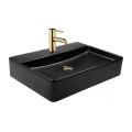 Oltens Duve umywalka 60x42 cm nablatowa prostokątna z powłoką SmartClean czarny mat 4