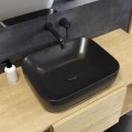Oltens Hamnes umywalka 46,5x37,5 cm nablatowa owalna z powłoką SmartClean czarny mat  2