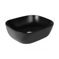 Oltens Hamnes umywalka 46,5x37,5 cm nablatowa owalna z powłoką SmartClean czarny mat