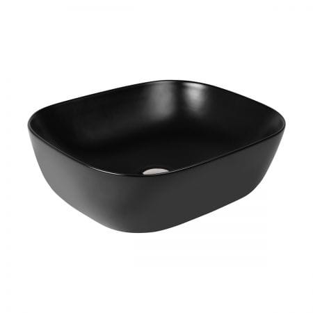 Oltens Hamnes umywalka 46,5x37,5 cm nablatowa owalna z powłoką SmartClean czarny mat