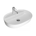 Oltens Hamnes Thin umywalka 62x42 cm nablatowa owalna z powłoką SmartClean biała  4