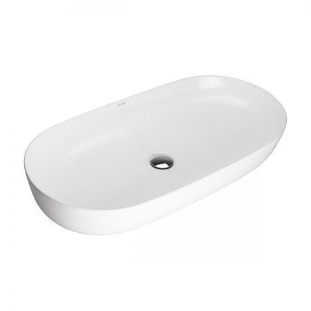 Oltens Hamnes Thin umywalka 80x40 cm nablatowa owalna z powłoką SmartClean biała