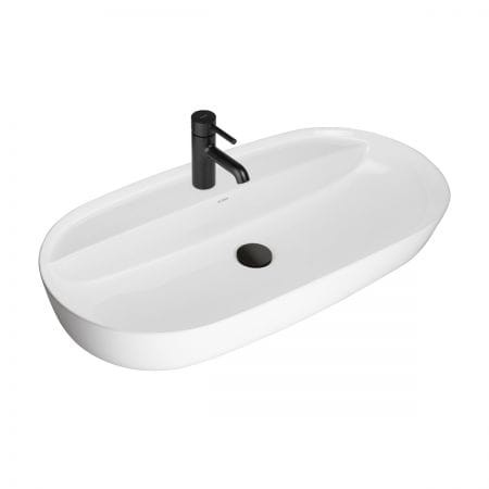 Oltens Hamnes Thin umywalka 80x40 cm nablatowa owalna z powłoką SmartClean biała