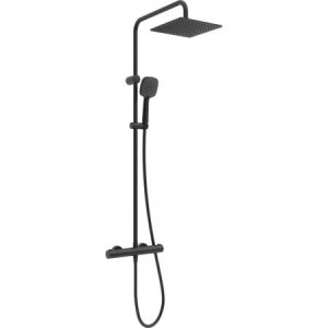Oltens Atran (S) zestaw prysznicowy termostatyczny z deszczownicą kwadratową czarny mat 