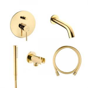 Zestaw Oltens Molle zestaw wannowo-prysznicowy podtynkowy złoty połysk 