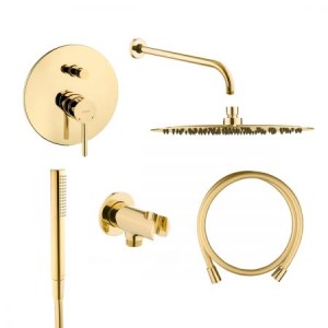 Zestaw Oltens Molle bateria podtynkowa z deszczownicą 30 cm Vindel i kompletem prysznicowym Ume złoty połysk 