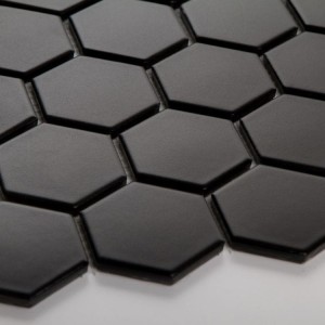 Raw Decor Płytka Heksagon Duży Czarny Matowy HDCM