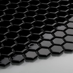 Raw Decor Płytka Heksagon Mały Czarny Połysk HMCS