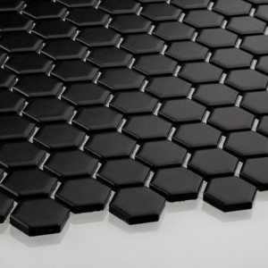 Raw Decor Płytka Heksagon Mały Czarny Matowy HMCM
