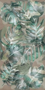 Gres na ścianę 60x120 cm beżowy w roślinne wzory mat A4H922 Kamu