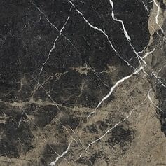 Gres szkliwiony na podłogę Pierre Black 120x120 cm czarny w połysku ze złotą żyłą rektyfikowany A4H197
